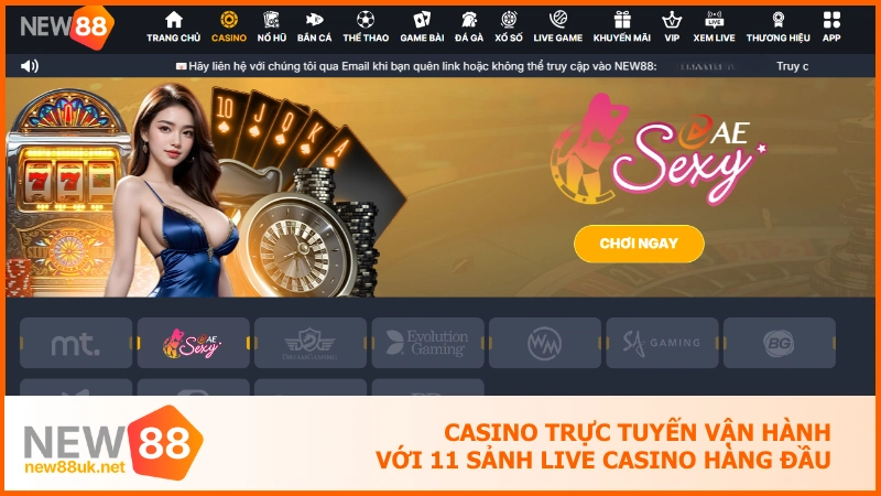 Casino trực tuyến vận hành với 11 sảnh live casino hàng đầu 