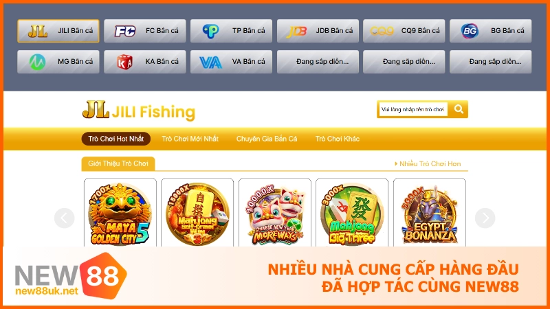 Nhiều nhà cung cấp hàng đầu đã hợp tác cùng NEW88