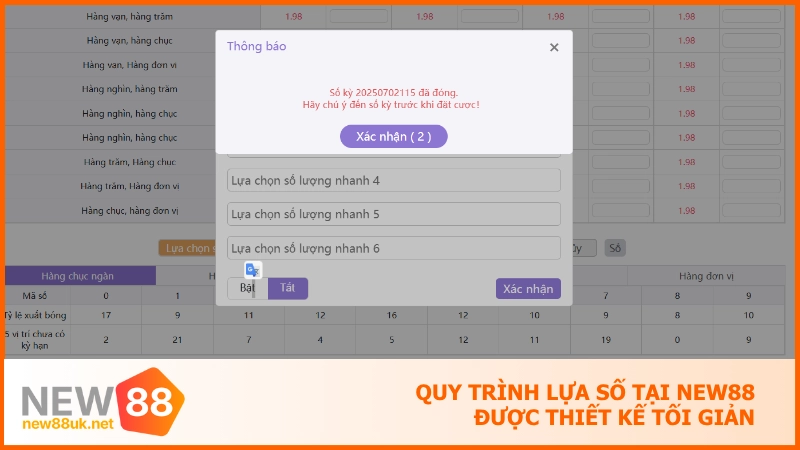 Quy trình lựa số tại NEW88 được thiết kế tối giản