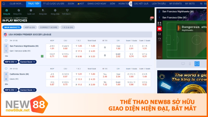 Thể Thao NEW88 sở hữu giao diện hiện đại, bắt mắt