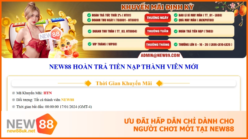 Ưu đãi hấp dẫn chỉ dành cho người chơi mới tại NEW88